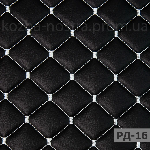 Автомобільний шкірозамінний на поролоні чорний із білою строчкою